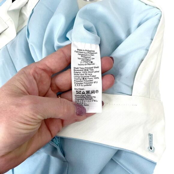 J. Crew Collection Full-length wide-leg tuxedo pant in Italian wool Sz 12 blue - Picture 11 of 11